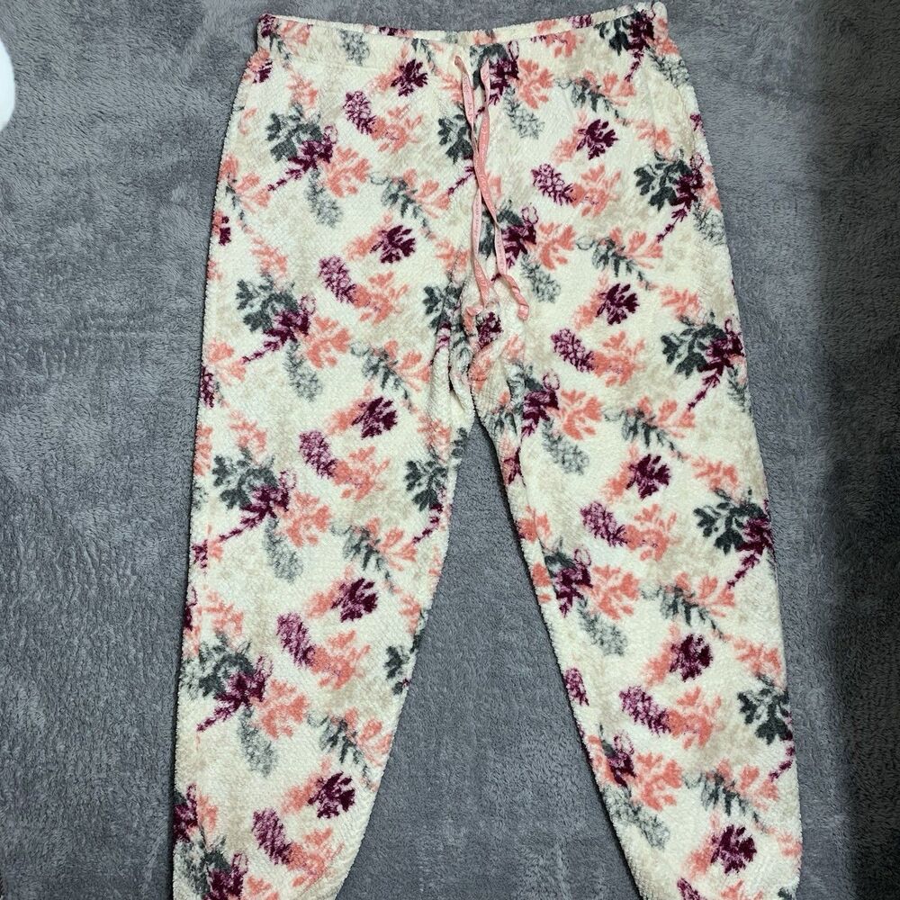 NWOT Muk Luks Fuzzy Super Soft pajama Pants Sz‎ XL Cream Pink